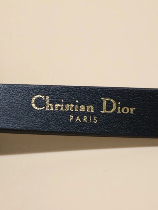Christian Dior Black Leather Skinny Belt rhinestone-embellished Buckle Size 75cm main image 4